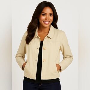 NWT Sonoma Life & Style Women's Beige Cropped Jacket Lightweight, Comfy Size XL